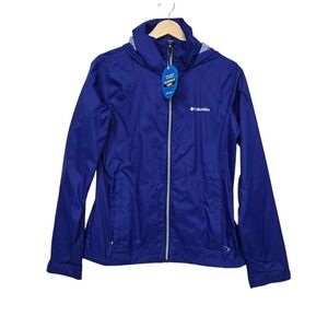 Columbia Switchback III Rain Jacket Womens Med Blue Waterproof Packable Hooded